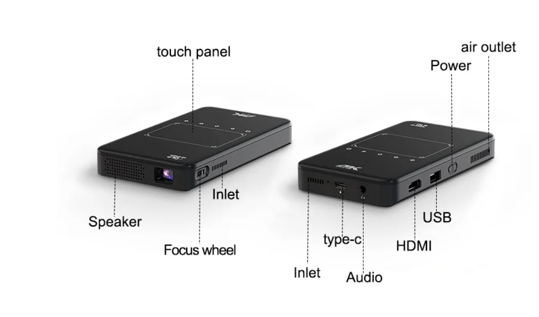 S90 4K HD 3D Mini proiettore DLP portatile Android 9.0 2G + 32G TYPE-C Powerbank 2G Batteria per proiettore video 4K Mini tasca video