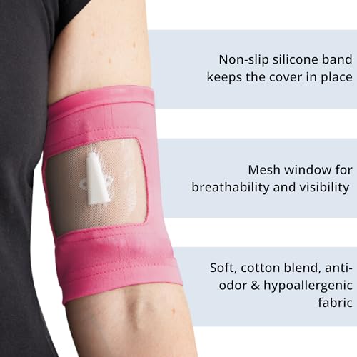 Image of Care+Wear - PICC Line Cover (Baby, Fuchsia) - Secure Slip-Resistant Design - Anti-Odor Hypoallergenic Material - Easy Monitoring Window - Machine Washable Durability