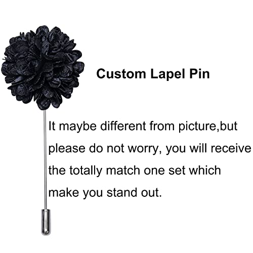 Hi-Tie Men's Black Red Floral Suit Vest And Tie Lapel Pin Set Jacquard Silk Waistcoat Handkerchief Cufflinks For Wedding Formal Tuxedo #TOP6