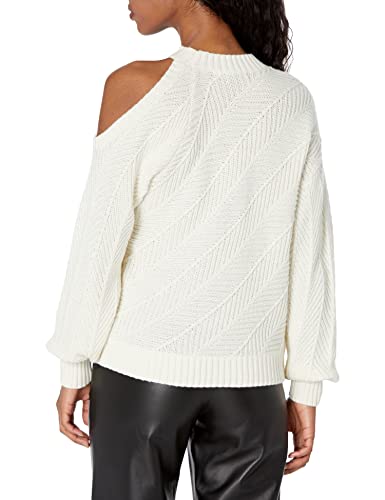 Bcbgmaxazria Women's Relaxed Long Sleeve Sweater With One Cold Shoulder, Gardenia, Medium #TOP1