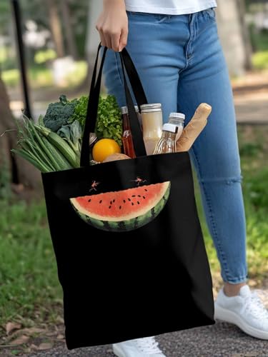 Canvas Tote Bag, Vintage Watermelon Print Aesthetic Canvas Tote Handbags for Women Shoulder Bag,4