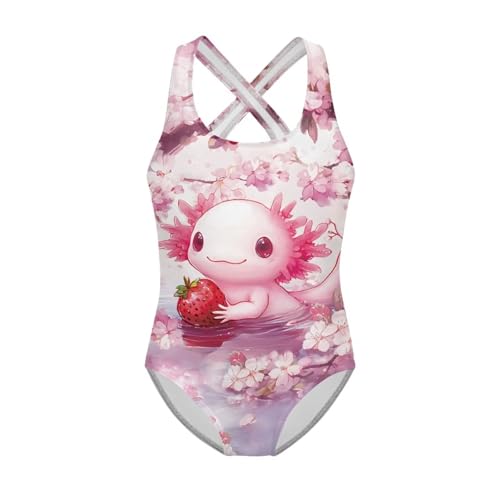 Image of Girls One Piece Swimsuits Teens Sleeveless Back Cross Strap Bathing Suit Kids Quick Dry Cute Beach Swimwear(5-14)