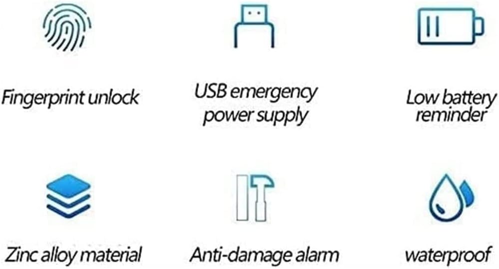 TOEWOE Fingerprint Padlock, Smart Padlock, Waterproof Locker Lock, Keyless Gym Lock, USB Rechargeable Biometric Lock, Suitable for Gym, Door, Backpack, Luggage Suitcase, School Locker