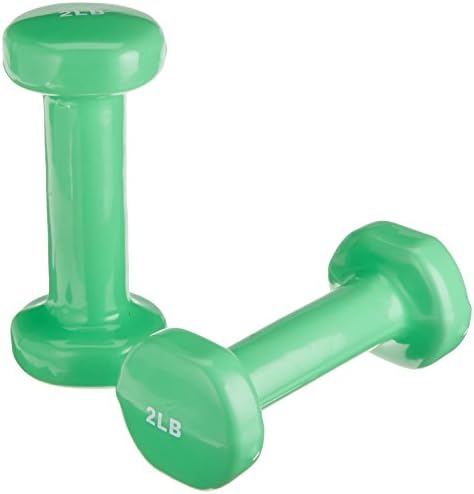 Sammons Preston Vinyl-Coated Iron Dumbbells, 2-Pound, Pair, Soft Easy-Grip Dumbbell Weights for Strength Training, Muscle Toning, Body Rehabilitation, and Physical Therapy, Home, Gym, and Clinical Use