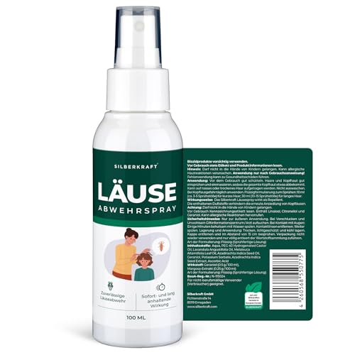 Silberkraft Läuseabwehrspray 100 ml, geruchsneutrales Läuse-Mittel für Kinder geeignet, Kopfläuse-Abwehr-Spray präventiv, Kopfläuse nachhaltig vorbeugen (100 ml)