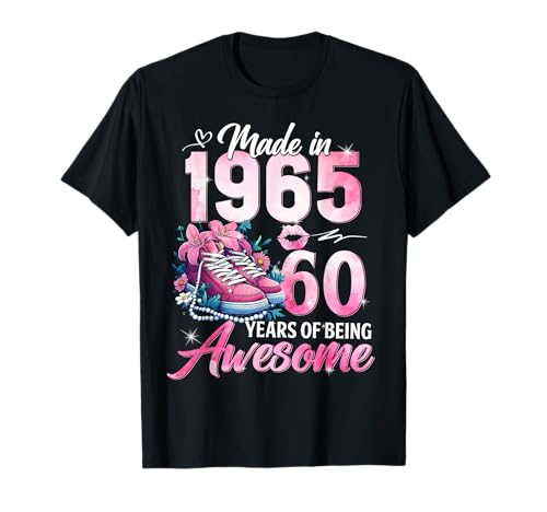60th birthday queen made in 1965 gifts 60 years old floral camiseta