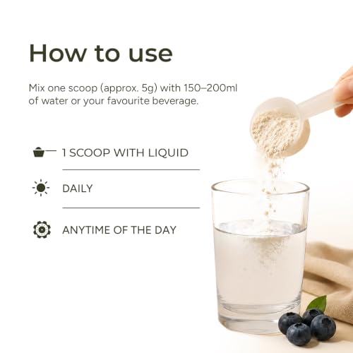 Image of NewYou Collagen Glow Marine Collagen Powder for Skin, Hair & Nail Support | With Glutathione, Biotin, Hyaluronic Acid & Vitamins B Complex, C & E | Supports Skin Hydration & Hair Health | Blueberry Flavour | 500g