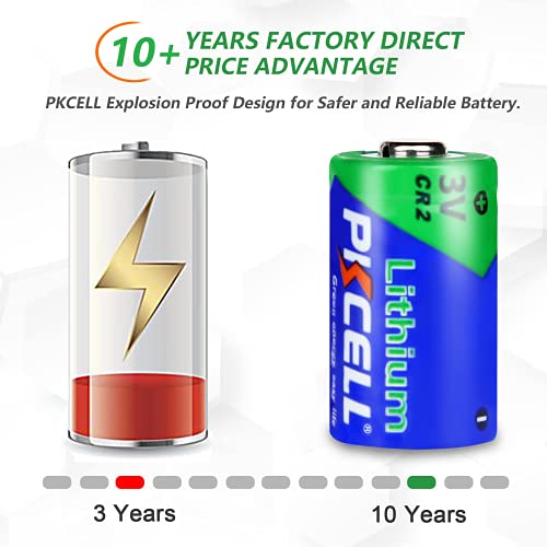 Pkcell CR2 Batterie 3V 850mAh Lithium für verschiedene Anwendungen