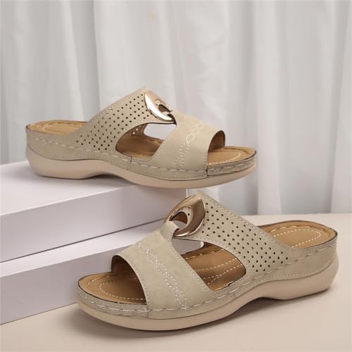 Womens 2025 Casual Wedges Hollow Out Open Toe Platform Comfortable Breathable Slip On Comfy Orthotic Wide Width Beach Walking Sandals Slippers3