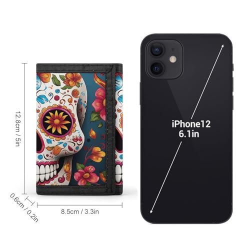 Colorful Sugar Skull Trifold Wallet for Men - Money Clip Slim Wallets with Multiple Card Slots Minimalist Small Front Pocket Wallet for Everyday Carry2