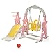 3-in-1 Kids Slide for Toddlers Slide and Swing Set,Indoor Playground for Children,Freestanding Outdoor Slides with Basketball Hoop,Outside Climber Playhouses,Baby Climbing Toys
