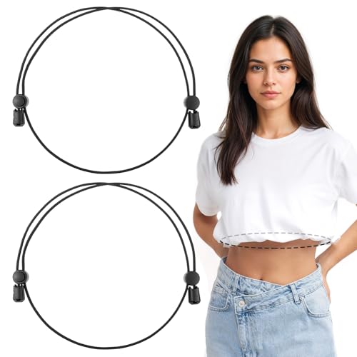 2 Pcs Shirt Tuck Band Women, Adjustable Crop Band for Tucking Shirts Belly Leaking Elastic Bands to Change The Style of Your Top Shirt Stays Belt for Women