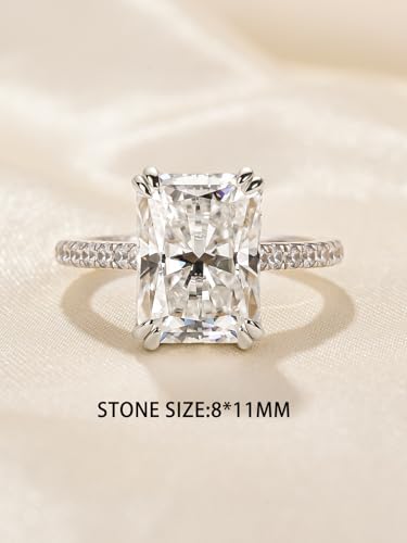 4.5 Carat Radiant Cut Lab Created Moissanite Engagement Ring for Women, D Color VVS1 Sterling Silver Promise Ring with Pavé Band2