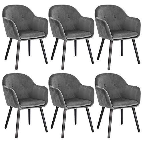 Sillas Comedor WOLTU 6X Sillas de Comedor Nordicas Estilo Vintage Juego de 6, Sillas de Cocina Sillas Tapizada con Reposabrazos en...