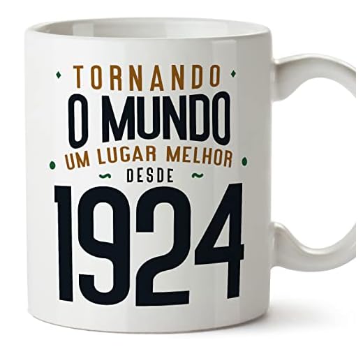 MUGFFINS Tazas 1924 Cumpleaños - En Portugués - Tornando o Mundo um Lugar Melhor - 11 oz / 330 ml - Regalo original y divertido