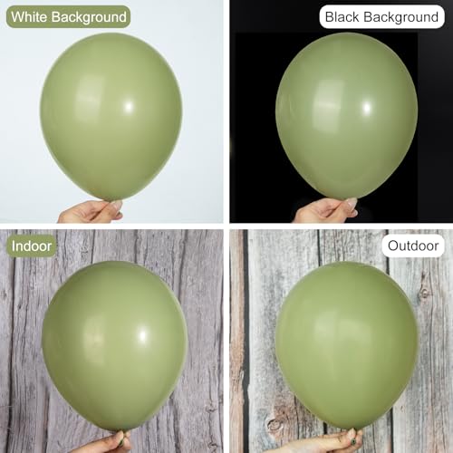 Image of Ouddy Party 129Pcs Sage Green Balloon Arch Garland Kit in 18 12 10 5 Inch | Different Sizes 6Pcs 18 inch Olive Green Latex Balloons for Birthday Engagement Wedding Jungle Safari Party Decorations