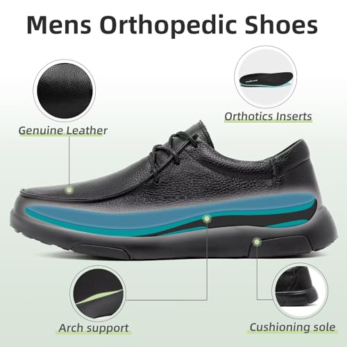 OrthoComfoot Men's Orthopedic Leather Dress Walking Shoes: Casual Plantar Fasciitis Fashion Sneakers with Arch Support, Comfortable Orthotic Business Work Oxfords for Foot and Heel Pain Relief3