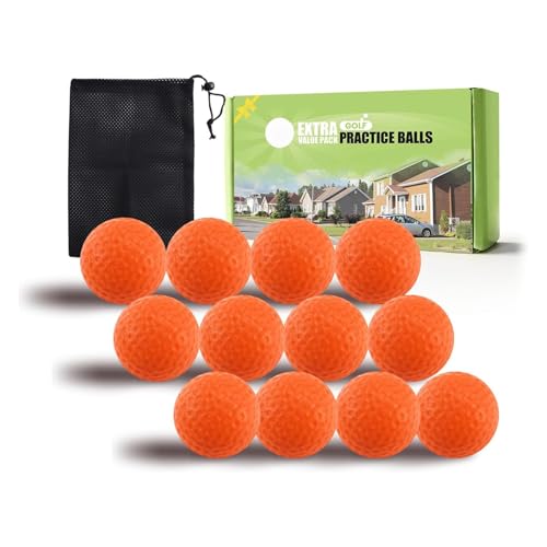 FINGER TEN Foam Golf Practice Balls Soft Indoor Outdoor (Orange, 12 Pack)