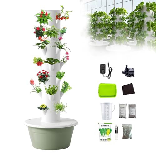 Hydroponiczna wieża do uprawy ziół, owoców i warzyw z diodami LED, pionowy, bezglebowy system uprawy ziół, owoców i warzyw - oszczędność miejsca rozwiązanie ogrodnicze