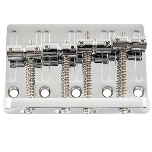Musiclily Pro 57mm Heavy Duty 4-String Bass Bridge Vintage Brass Saddles for Precision/Jazz Bass, Chrome - Image 4