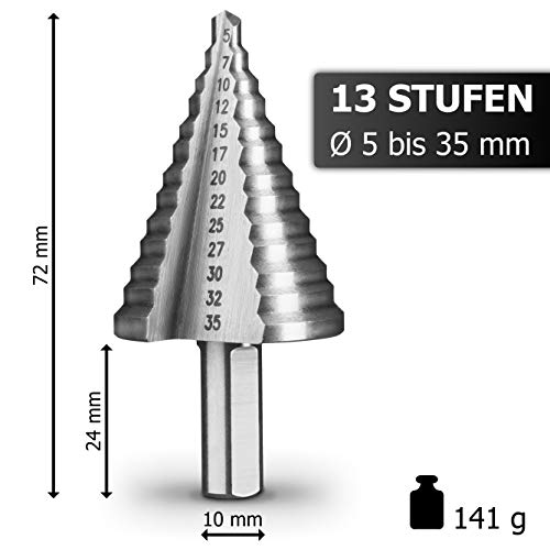 Stufenbohrer Pinava HSS mit 10mm Schaft für Bohrfutter