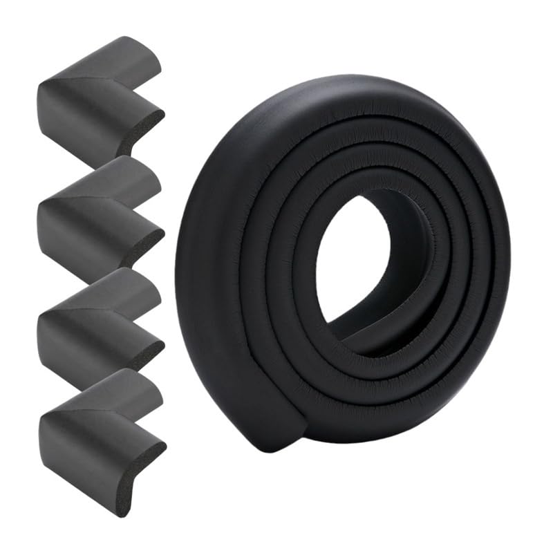 Tira Protectora for Las Esquinas De Mesas Seguridad for Bebés, 1 Rollo con 4 Protectores Autoadhesivos, Borde Prueba Espuma NBR Suave(Black)