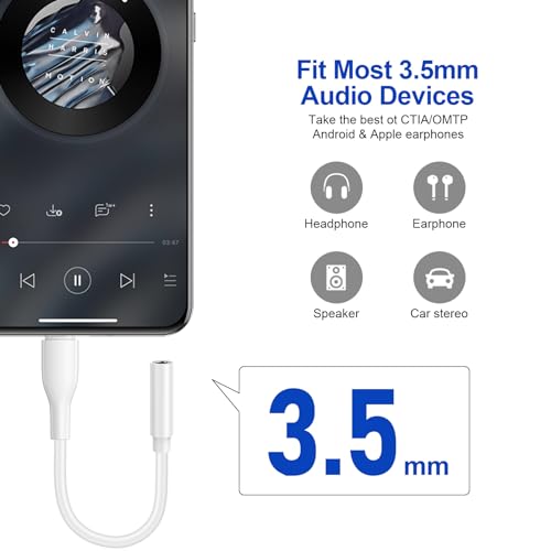 USB C to 3.5mm Samsung S24 Headphone Adapter for Samsung Galaxy S23 FE Ultra Plus S22 S21 A55 A35 A54 A34,Google Pixel 8 7 Pro 8a 7a,iPhone 15 Pro Max, Type C Audio AUX Mic Jack Adapter Dongle Cable