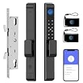 Slim Sliding Glass Door Lock 2885 Latch eLinkSmart Waterproof Keyless Mortise Smart Lock with Hook for Door Thickness 22~110mm, Aluminum Keypad Fingerprint for Patio Door Tuya App