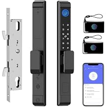 eLinkSmart Slim Keypad Door Lock Built-in WiFi Fingerprint Keyless Entry Mortise Smart Lock for Sliding Patio Glass Door, 2885 Hook Latch, Fits 22110mm 0.87"-4.33" Door Thickness, Tuya App
