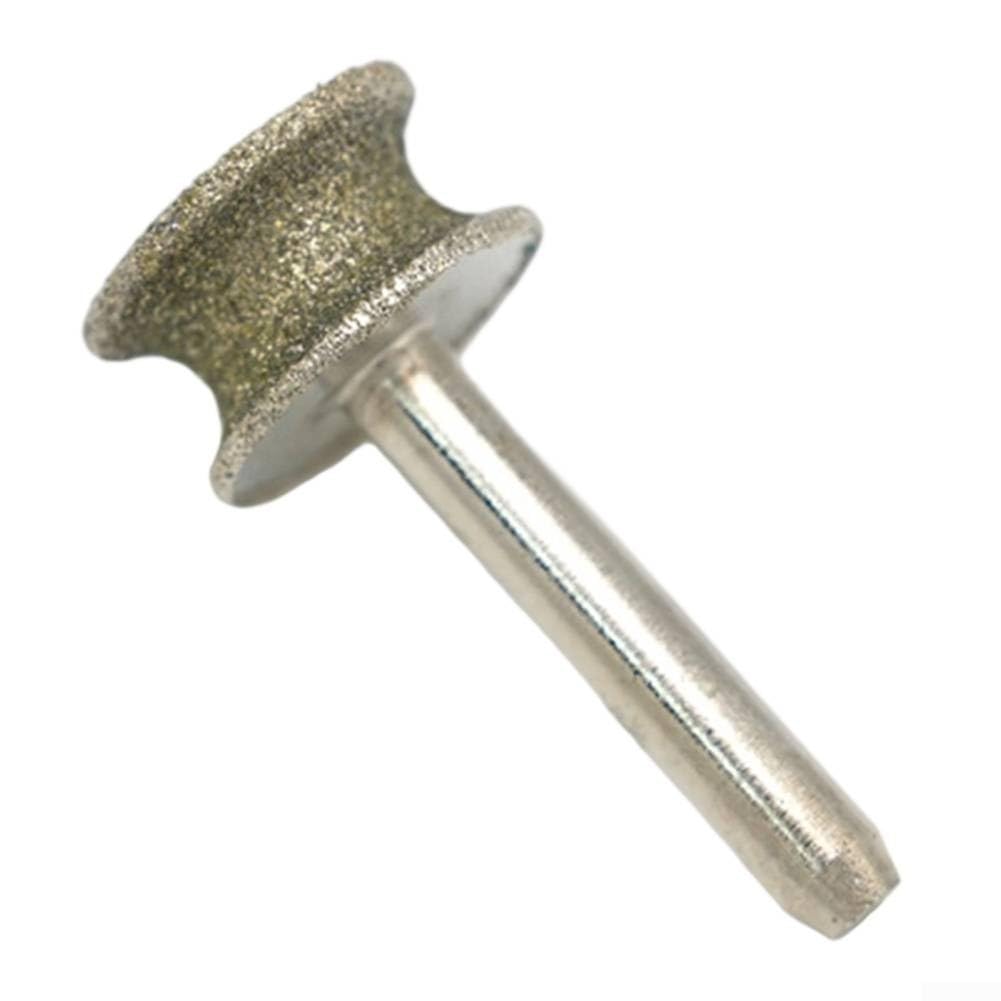 Concave Emery Grinding Wheel for Glass Jade Stone Polishing, 20mm Dia Rounded Edge Chamfer Bit with 6mm Shank, Rotary Tool Attachment for Curved Surfaces Beads Rings Carving(8x20mm)