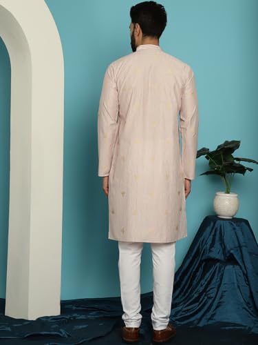 Image of SOJANYA (Since 1958 Men's Jacqard Silk Kurta & White Pyjama Set
