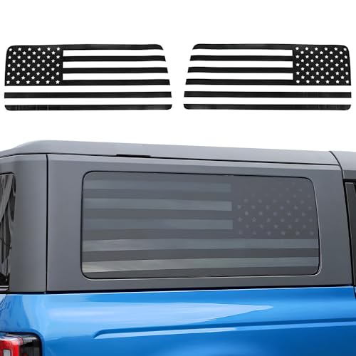 Image of Rear Window Decals Sliding Window Glass Emblem Stickers for Ford Bronco 2021 2022 2023 2024 Exterior Accessories (American Flag)