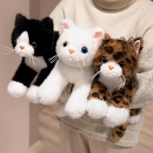 Image of PEACH CAT Cat Stuffed Animal 12 inch Realistic Kitten Plushies Soft Plush Toys Gifts for Kids White