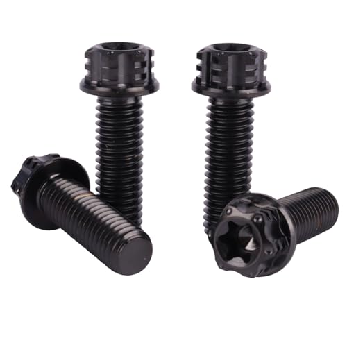 Image of 4Pcs Titanium Bolt Flange Torx Head M8 M10 x 20 25 30mm Screw Bolt for Motorcycle Car Modifications (Black, M8x25mm)