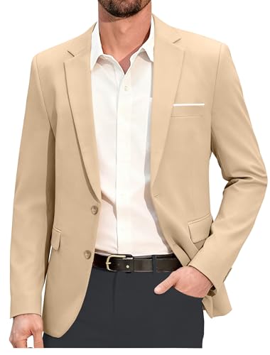 Men's Fashion Blazer Suits Jacket Champagne 2 Button Lightweight Wedding Casual Business Formal Suit Blazers Sport Coats M