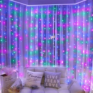 Svnooc Fairy Curtain Lights For Bedroom 300 Led Usb Plug In 8 Modes Window Wall String Lights With Remote For Weddings, Christmas, Party Backdrop Indoor Outdoor Decorations (Multicolor) #TOP3