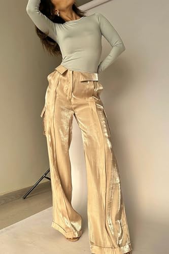 Womens High Waist Straight Wide Leg Pants Baggy Casual Flowy Pockets Palazzo Lounge Pants Travel Vacation Outfits2