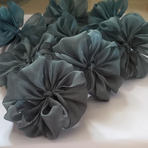 Image of Readymade Ribbon for School Girls - Soft Satin Bow Hair Accessory - Easy to Wear, Stylish & Neat Look - Ideal for School Uniforms bow in girls & Daily Use - Pack of 8 /School Ribbon in Kids (Gray)