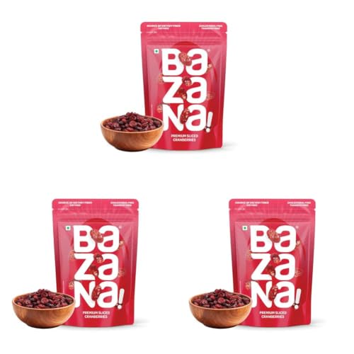 Image of Bazana's Premium Dried Cranberry Slices Boost Immunity with Abundant in Antioxidants - 215g of Natural Goodness (Pack of 3)