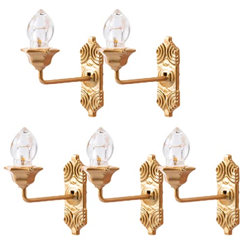 Yardwe Vintage DIY Dollhouse 1 12 Dollhouse Miniature LED Applique Murale Lampe 5Pcs Dollhouse LED Appliques Murales 1: 12 Échelle Applique Mini Jouet Applique Modèles Cover