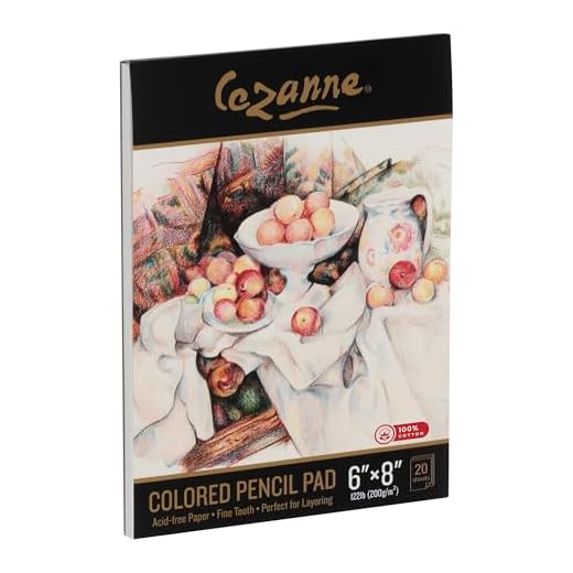Cezanne 100% Cotton Colored Pencil Sketch Pad - 6x8, 20 Sheets, 122 lb. Fine-Tooth Paper, Art Supplies for Drawing Accessories, Supports Multiple Layers, Ideal for Graphite and Charcoal