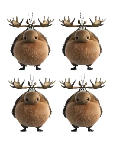 4 Stück Elch Weihnachtsbaumschmuck, Weihnachts Deko Elch, Weihnachten...