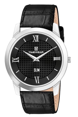 Image of TIMEWEAR Analog Slim Two Hands Leather Strap Watch for Men