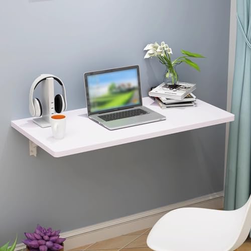 Banco de trabajo plegable montado en la pared y mesa de barra de desayuno, mesa de pared ajustable con soportes de estante, mesa auxiliar de comedor de cocina (40 ~ 120 cm de largo x 50 cm de ancho