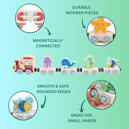Image of Number Enlightenment Wooden Toy Train for Toddlers - Animal, Transportation, Fruit, Color Recognition Early Education Blocks (Train Toy Model 3)