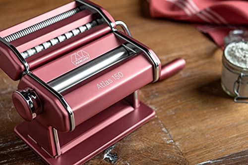 Marcato Atlas 150 Machine, Made In Italy, Pink, Includes Pasta Cutter, Hand Crank, And Instructions #TOP2