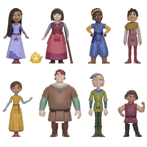 Disney Wish The Teens Mini Doll Set, 8 Posable Dolls & Star Figure, Characters Wear Signature Outfits, HPX36