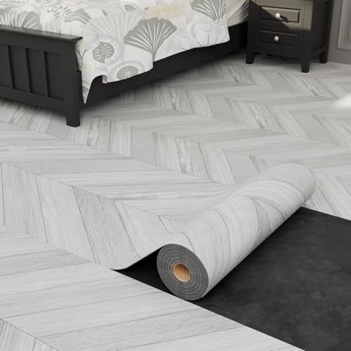 Oxdigi Peel and Stick Herringbone Vinyl Flooring Roll 23"x 118"/19