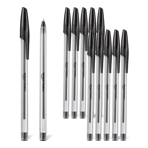 Image of Amazon Basics Ballpoint Pens, Medium Point 1.0mm, Black Ink, 12-Pack