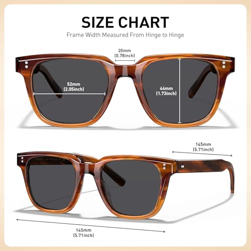 Image of AVAWAY Polarized Sunglasses for Men UV Protection, Square Acetate Frame Outdoor Driving Sun Glasses